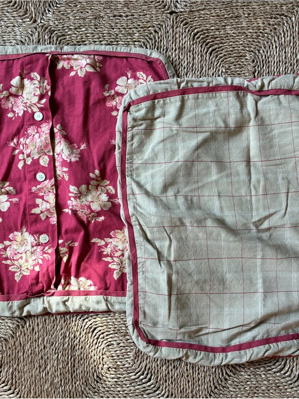 Vintage floral cottage red pillowcases